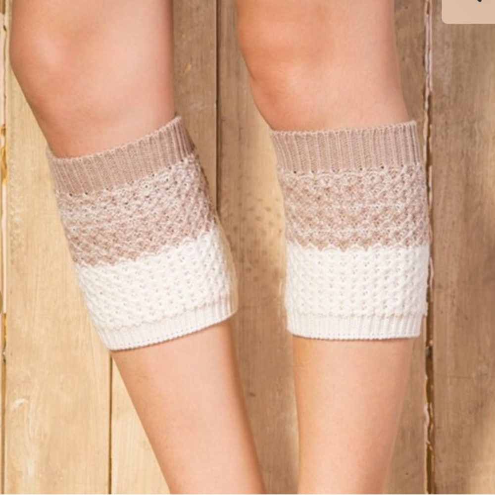 White cream crochet knit boot topper leg warmers one size